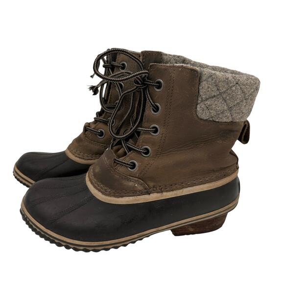 Sorel Women's Brown Leather Slimpack Lace II Boots Size 8 - Picture 6 of 11